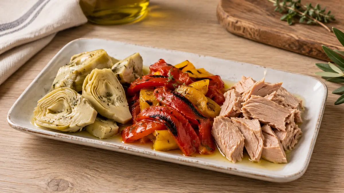 Piccolo antipasto con verdure e tonno sottolio